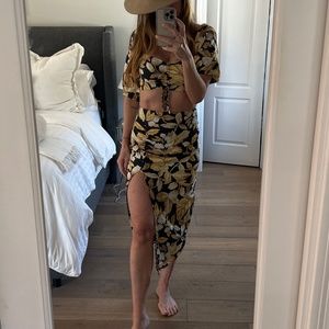 2 piece set with crop top and midi skirt
